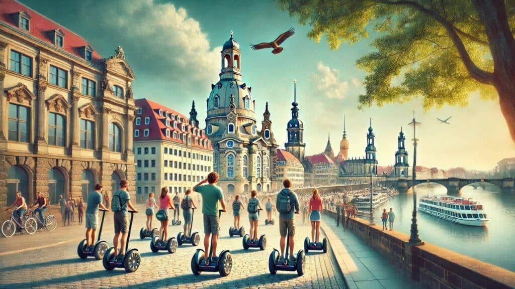 Segway Tour durch Dresden mit Blick auf die Elbe und die Altstadt