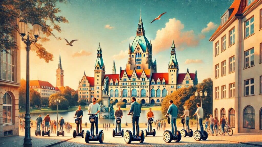 Segway Tour durch Hannover mit Blick auf den Maschsee und das Neue Rathaus.
