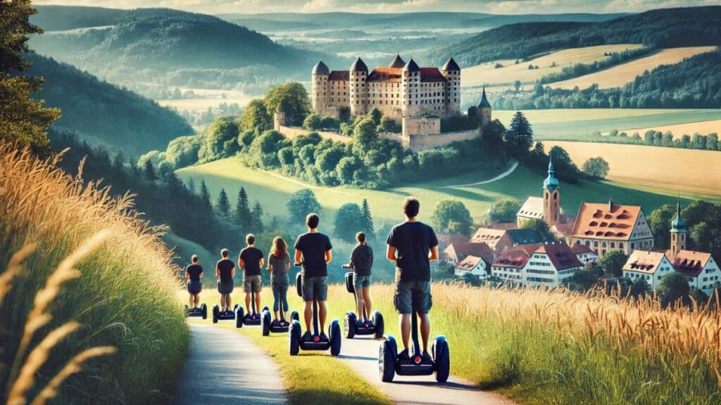 Segway Tour durch die Schwäbische Alb mit Blick auf die atemberaubende Landschaft und historische Burgen