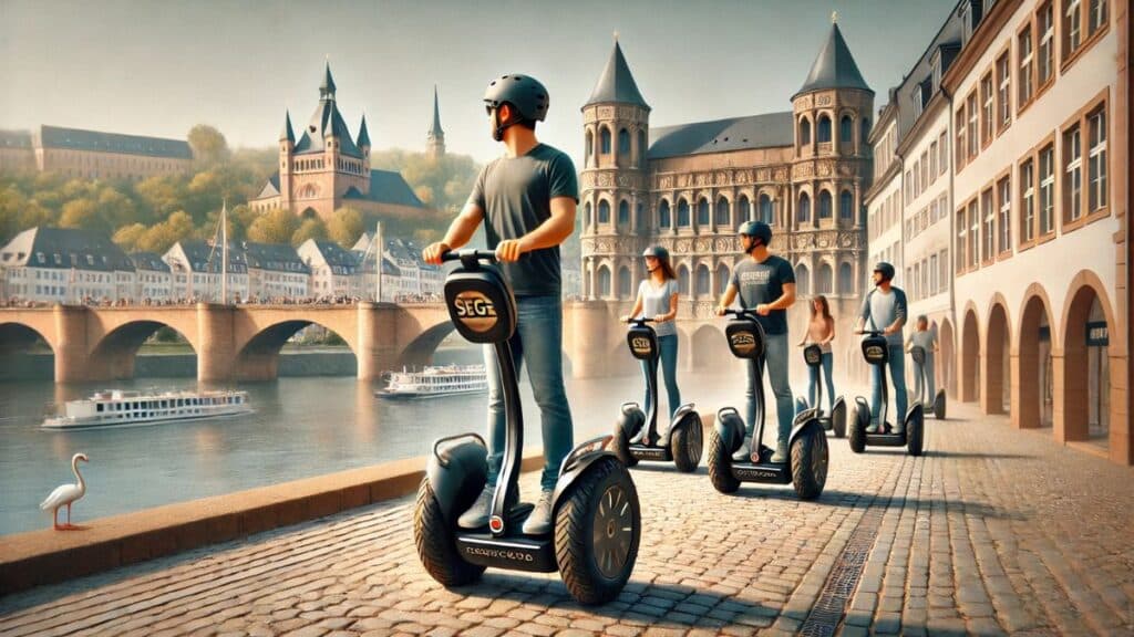 Segway Tour durch Trier mit Blick auf die Porta Nigra und die Mosel.