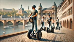 Segway Tour durch Trier mit Blick auf die Porta Nigra und die Mosel.