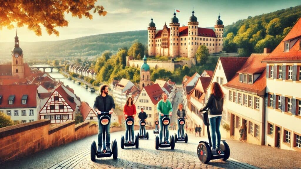 Segway Tour durch Tübingen mit Blick auf das Tübinger Schloss und den Neckar