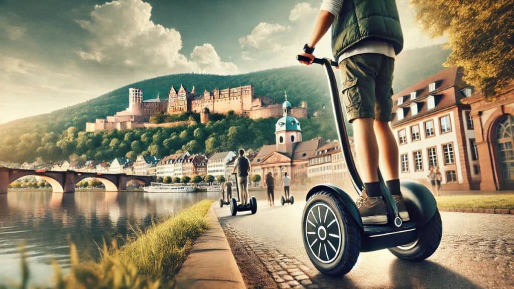 Segway Tour durch Heidelberg mit Blick auf das Heidelberger Schloss und den Neckar