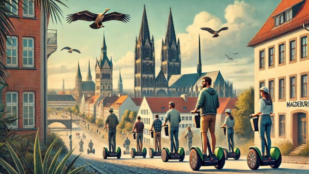 Segway Tour durch Magdeburg mit Blick auf die Magdeburger Kathedrale