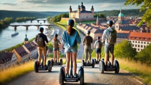 Segway Tour durch Würzburg mit Blick auf das Residenzschloss und den Main