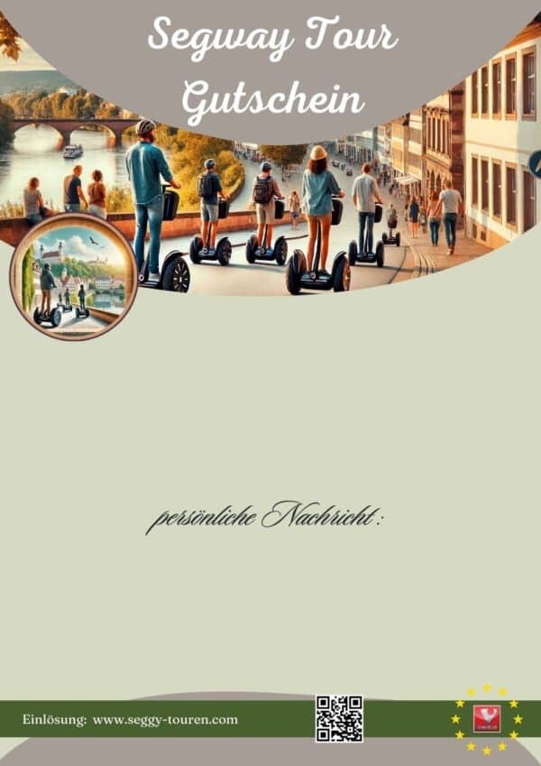 Person fährt mit einem Segway durch eine historische Altstadt – Segway-Tour-Gutschein für unvergessliche Erlebnisse